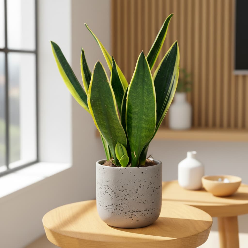 Sansewieria gwinejska 'Laurentii' Sansevieria trifasciata o żółtym obrzeżeniu liści